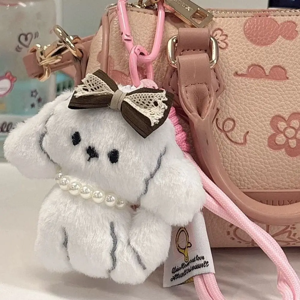 

Cute Love Heart Bow Plush Dog Keychain Stuffed Creative Couples Keychain Fashion Doll Pendant Gifts