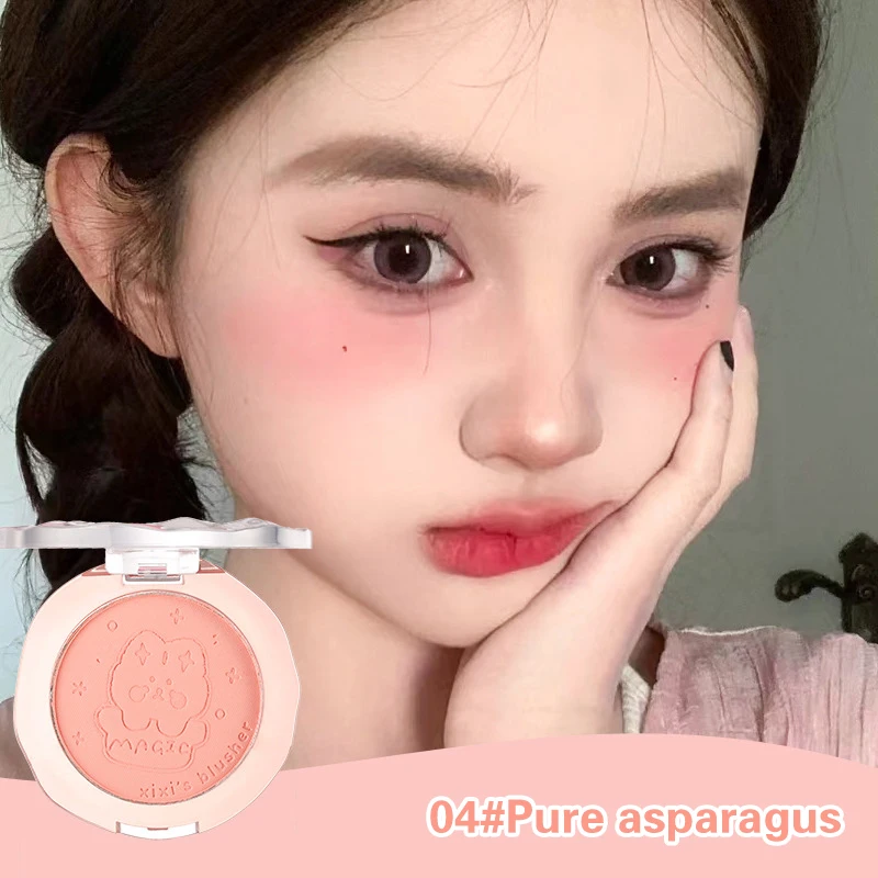 Tavolozza di fard monocromatica rosa arancione Soft Mist Girl fard Powder Natural Face Makeup Matte Peach Rouge Contour Shadow Palette