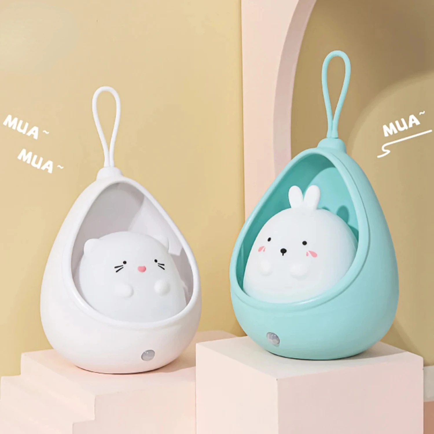 AdTosRechargeable LED Animal Veilleuse, Silicone Souple, Applique Murale avec Capteur de Contrôle et Induction Humaine, Additif Parfait