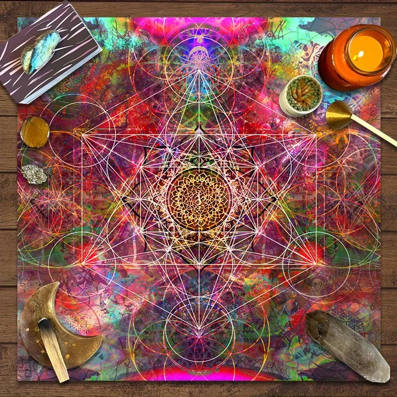 

VIKAMA Сакральная геометрическая скатерть Метатрон Таинственная энергия Тотем Духовная ритуальная медитация Богемное украшение для гостиной