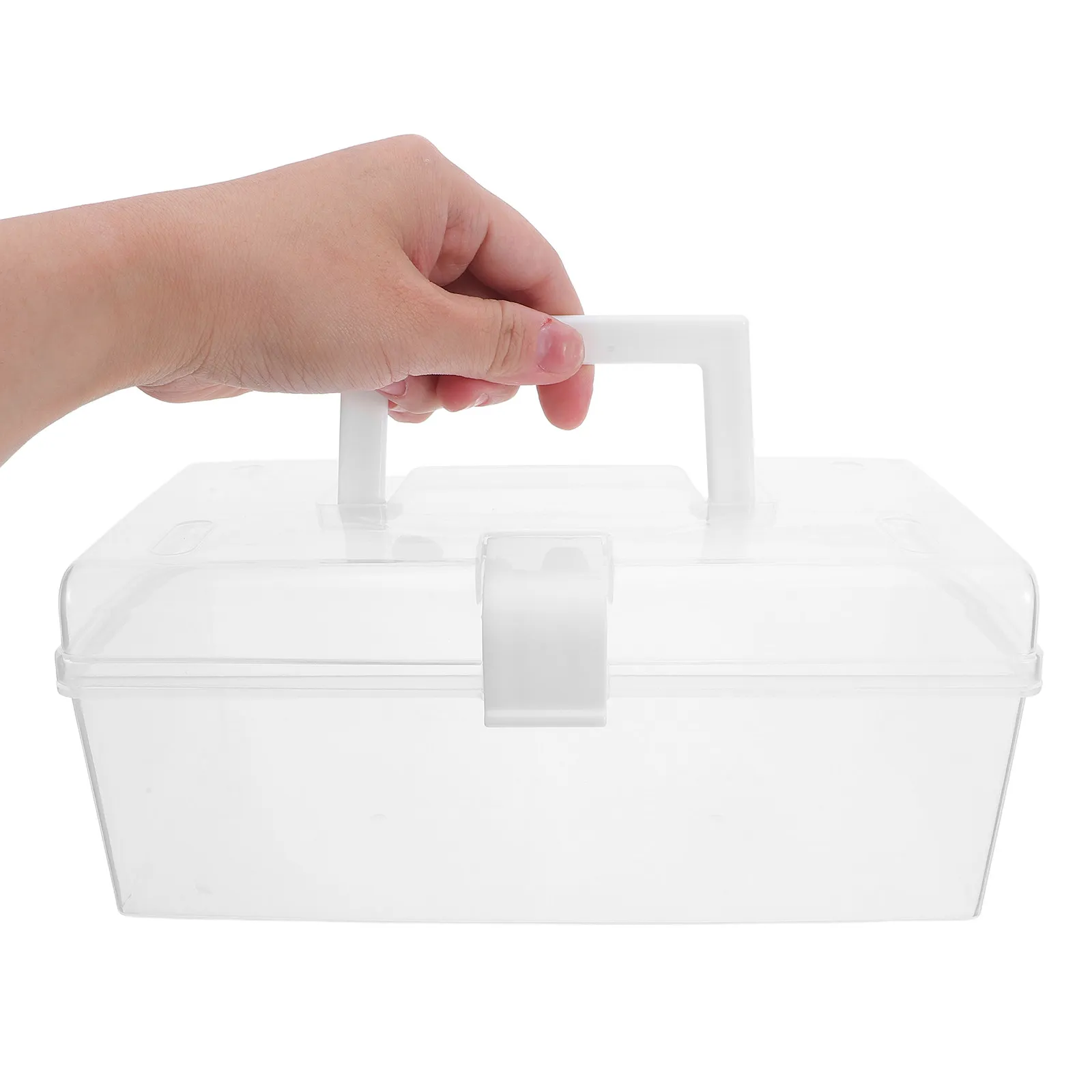 

Portable First-Aid Box Size L White Lightweight Plastic Medicine Storage Box Home Outdoor Emergency Aid Organizer