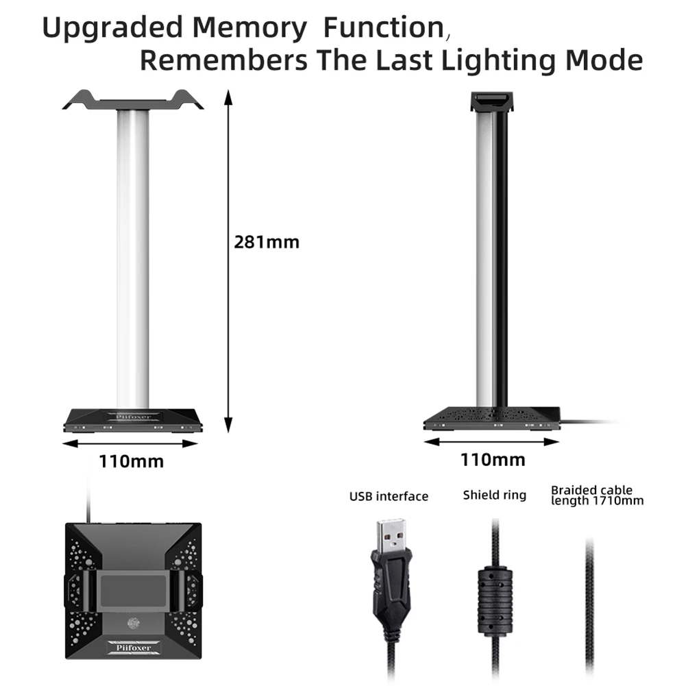 RGB ゲーミングヘッドフォンスタンドデュアル USB ポートプラスチックデスクトップディスプレイホルダー 3.5 ミリメートルオーディオタッチコントロールイヤホンアクセサリー