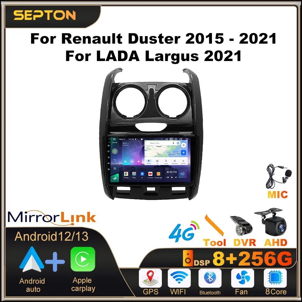

SEPTON Car Radio Smart Car Systems for Renault Duster 2015 - 2021 for LADA Largus 2021 Wireless Carplay Android Auto GPS BT 2Din
