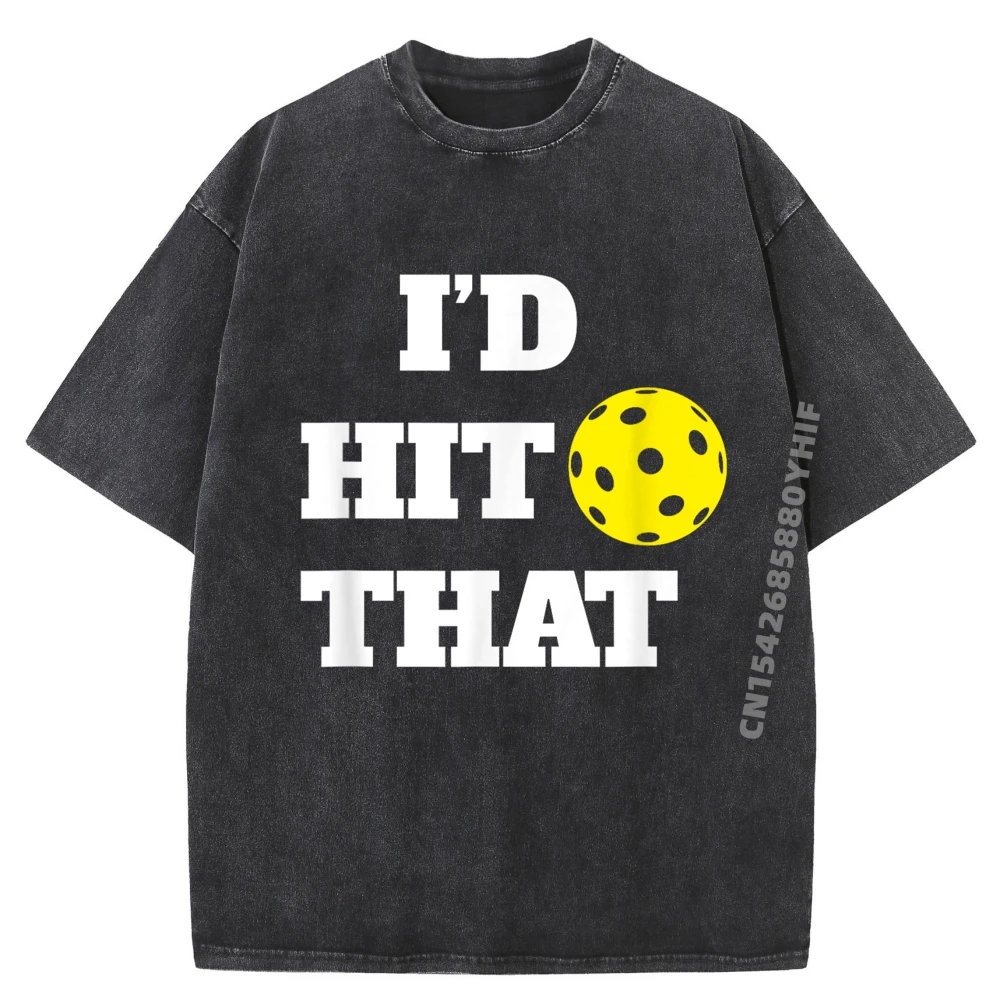 

Pickleball I D Hit That Серая рубашка Футболка с рисунком Мужская потертая футболка большого размера Летние дышащие топы с принтом