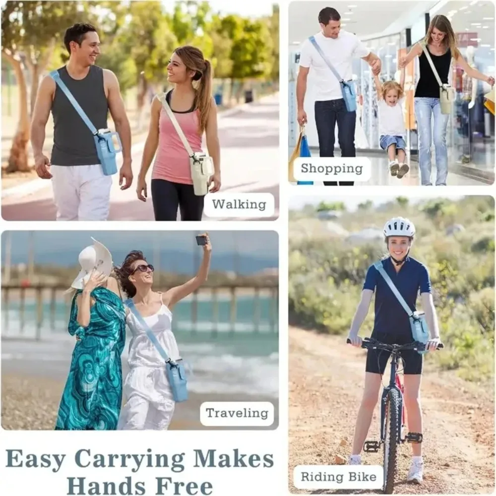 40OzCar Cup Holder Water Bottle Bag with Adjustable Shoulder Strap and Straw Holder Portable Water Bottle Bag for Outdoor Travel image 5