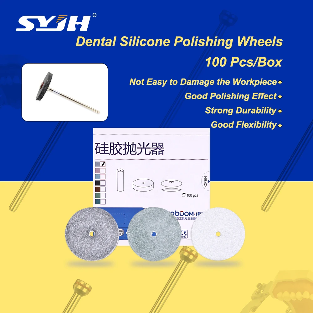 

SYJH 100Pcs/Box Polishing Wheels Kit Silicone Rotary Polisher Dental Handpieces Polishing Grinding Rotary Dentistry Tools