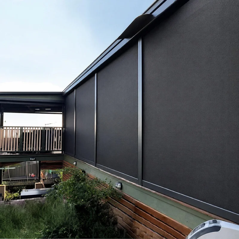 F Motorized Zip Track Blinds Outdoor Patio Window Shade Garden Terrace Deck Roller Blinds Automatic Remote Control Roller Blinds