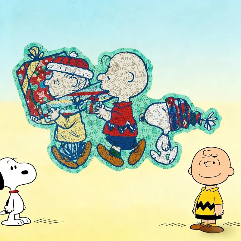 

Peanuts Comics Wooden Puzzles for Adults Merry Unwrapping Theme Premium Wood Jigsaw Family Interactive Game Ideal Birthday Gift