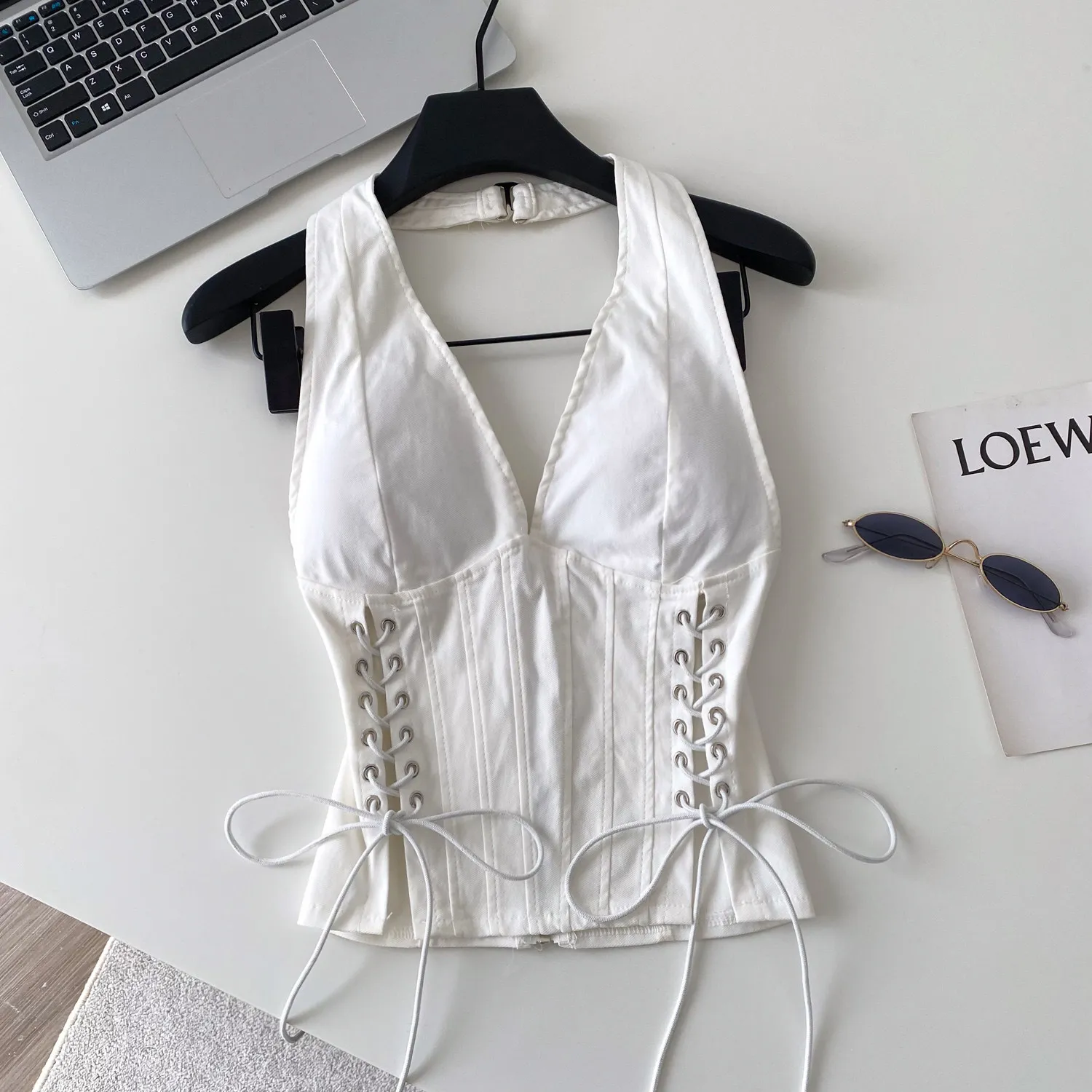Hater Bandage Corset Bustier Sexy Camis  Tank Top Slim  Summer Women Hotsweet Crop Top Y2k Streetwear
