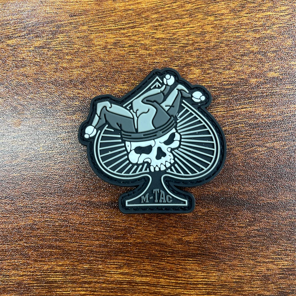 Luminous tactical military patch stereo pvc morale badge clothes hook and loop sticker skull armband outdoor backpack decoration view 3