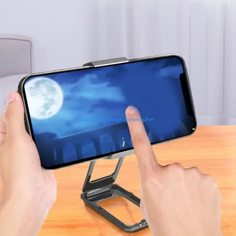  Compact Foldable Phone Stand Holder 360 Degree Rotation Adjustable Height Desktop Mount For Cellphone Metal Construction