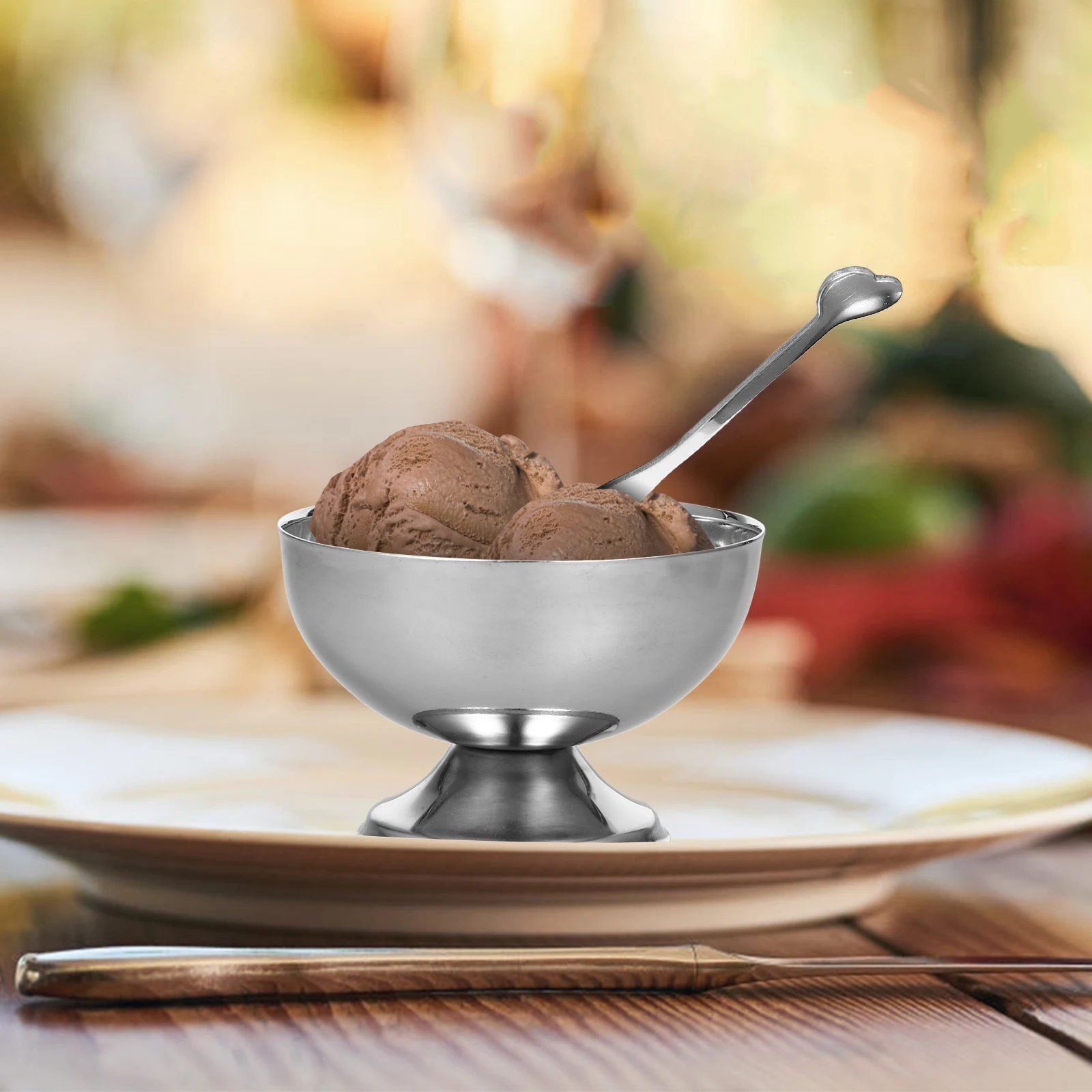 

1pc Stainless Steel Salad Cup Dessert Fruit Snack Candy Bowl Food Storage For Family Restaurant Home Use Kitchen Barware