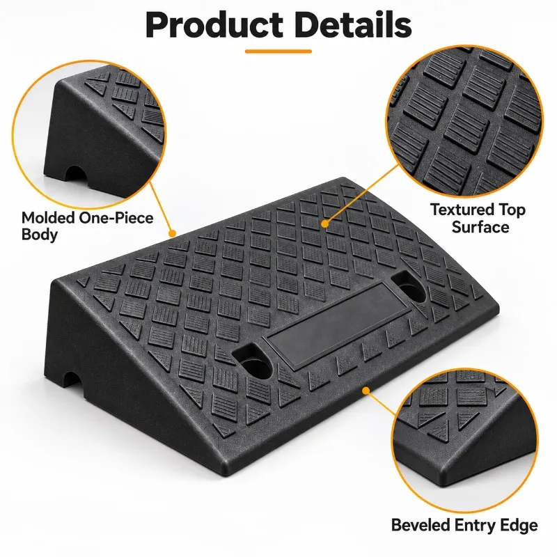 1/2/3/4PCS 70mm Curb Ramp Plastic Non-Slip Threshold Ramp Portable Kerb Ramp for Cars Bikes Wheelchairs Easy Transition Access