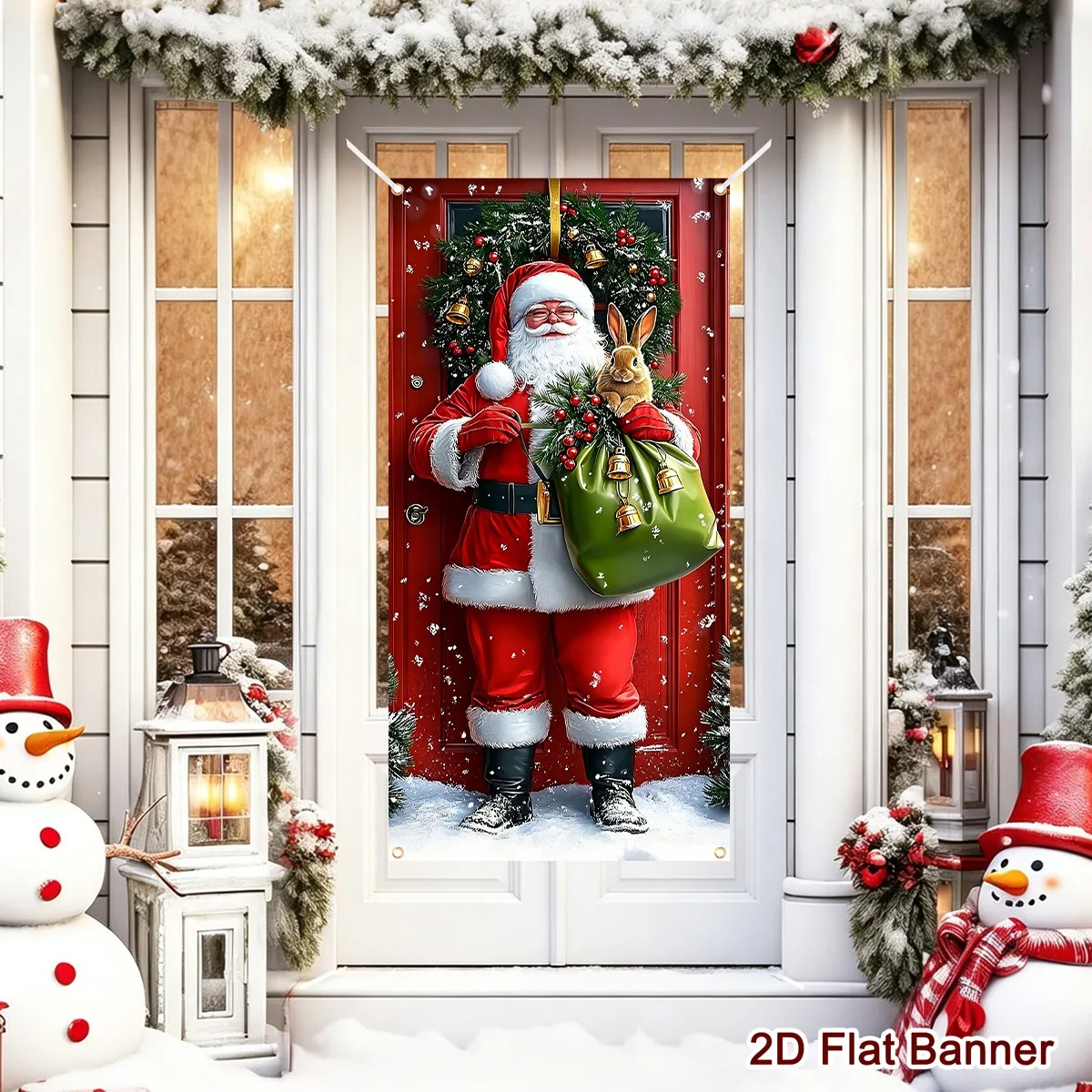Weihnachtsthemen-Türbanner 60*120cm mit Weihnachtsmann-Aufdruck aus Polyester für Innen/Außen Weihnachtsdekoration Neujahrsgeschenk – Detail 5