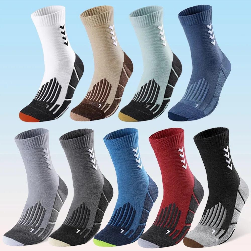 New Cool Men Cotton Running Sport Socks Male Basketball Tennis Sport Cycling Riding Big Size Middle Tube Socks For Men