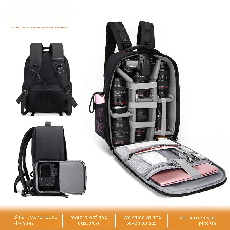 Large-capacity Multi-functional Camera Bag Outdoor Photography Backpack, Dslr Camera Bag Storage Box for 2 Camera 7 Lens