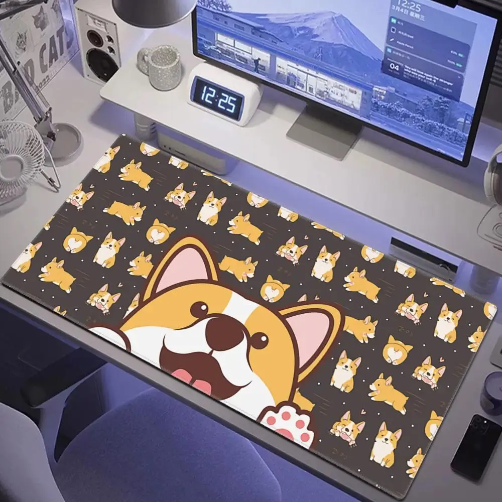 

Anime Corgi Dog Mouse Pad Laptop Yellow Extended Desk Mat XXL Kawaii Cat Dog Paw Keyboard Rug Laptop Gamer Cabinet Soft Mousepad