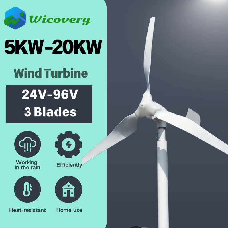 Residential Wind Turbine Wind Generator More Powerful 10KW 20KW 15KW Horizontal Wind Turbine 96V 48V Low Speed More Efficient