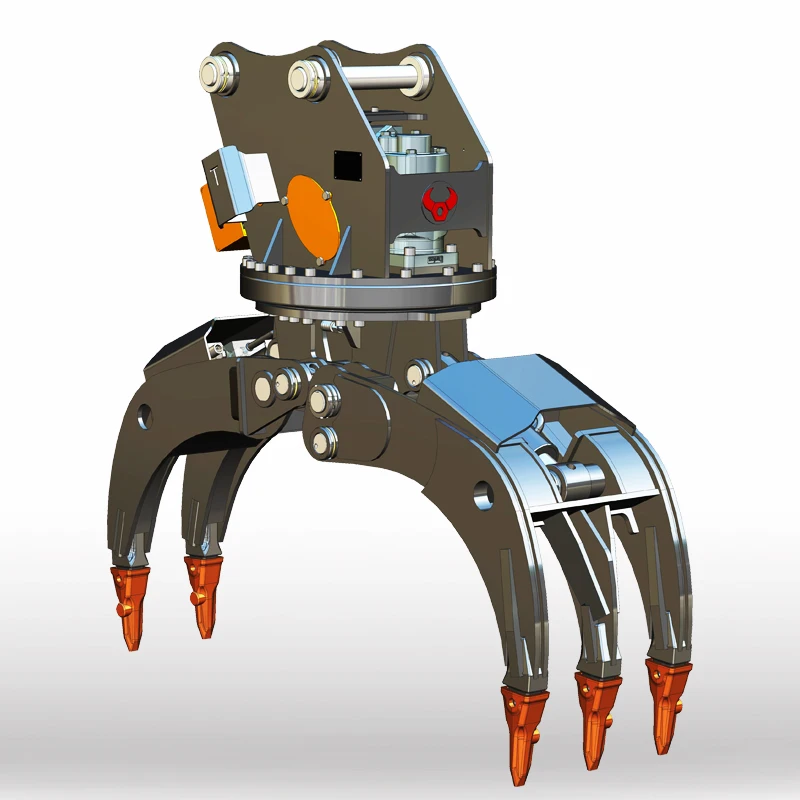 360 Degree Continuous Spin Log Handler Excavator Hydraulic Wood Grapple For Bulk Timber Yard Rearrangement