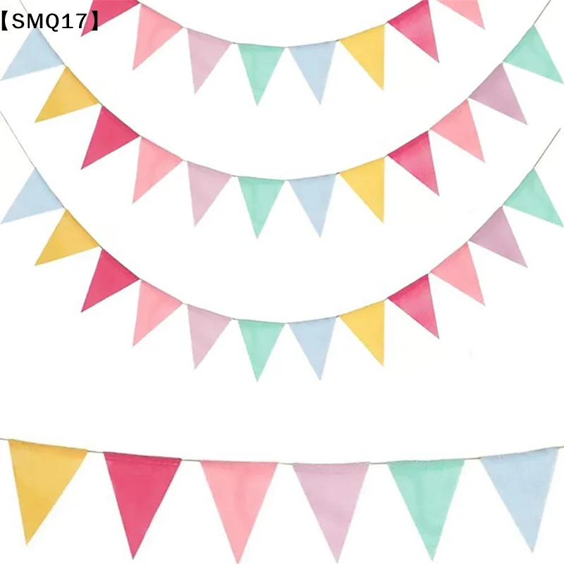 4M Colorful Jute Linen Flags Pennant Birthday Bunting Banners Wall Hanging Wedding Hanging Banner Party Garland for Decor【SMQ】