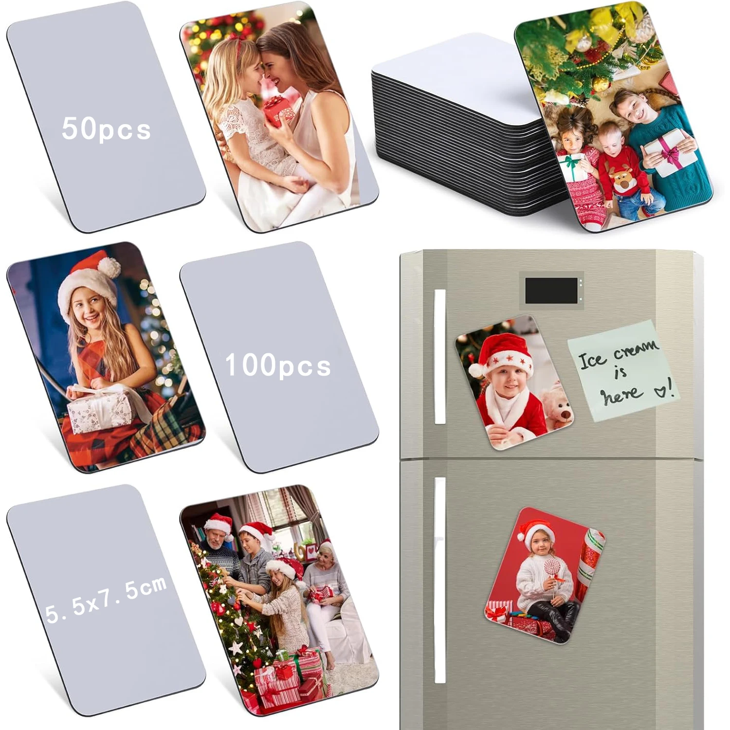 

50/100pcs 5.5x7.5cm Sublimation Fridge Refrigerator Magnets Sublimation Blanks Products Magnetic Sticker for DIY Decorative
