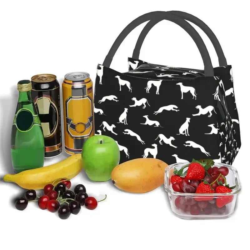 

Greyt Greyhound Silhouettes Insulated Lunch Bag for Outdoor Whippet Sighthound Dog Portable Cooler Thermal Lunch Box