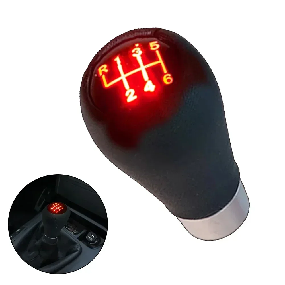 6 Speed ​​LED Light Shift Knob Ball PU Leather Shift Knob Handbrake Cover For BMW E36 E38 E46 E52 E53 E60 E61 E63 E64 E81 E82