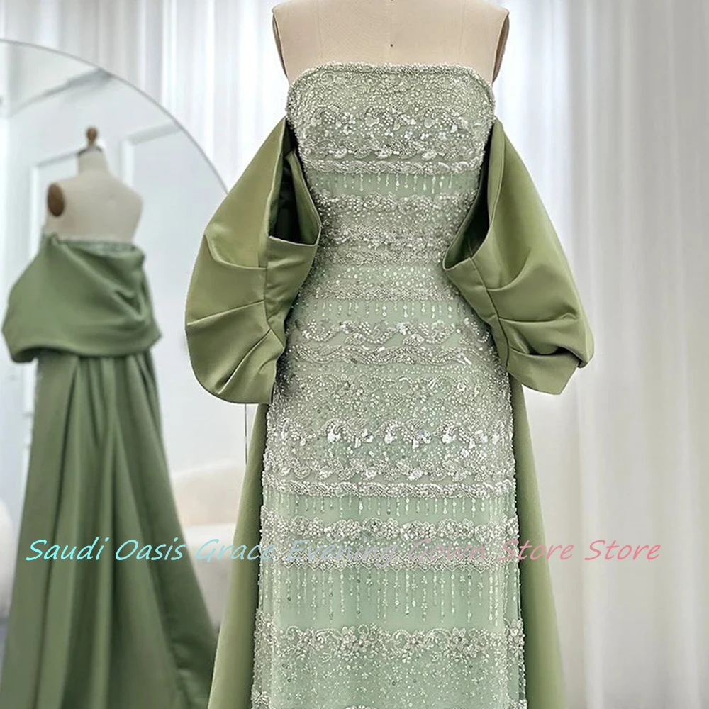 Luxury and Temperament Straight Halter Flare sleeves Evening Dress Crystal Floor Length Prom Gowns Saudi Arabia 2024