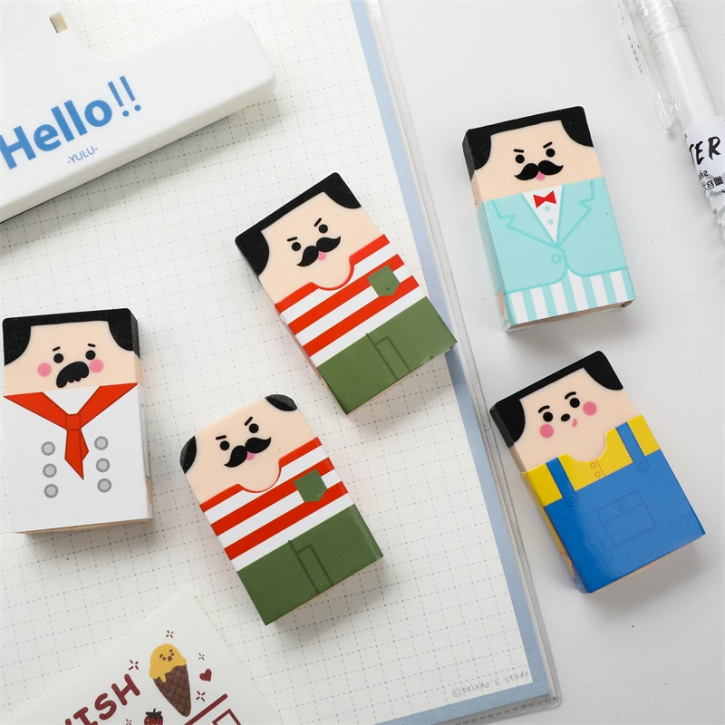 Funny Cartoon Erasers Kawaii Old Man Rubber Pencil Eraser Correction Tools Korean Stationery Kids Gfts School Office Supplies