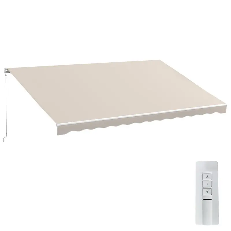 

Outsunny 16'x10' Electric Retractable Awning Sunshade Shelter with Remote Controller & Crank Handle for Deck Balcony Yard, Cream