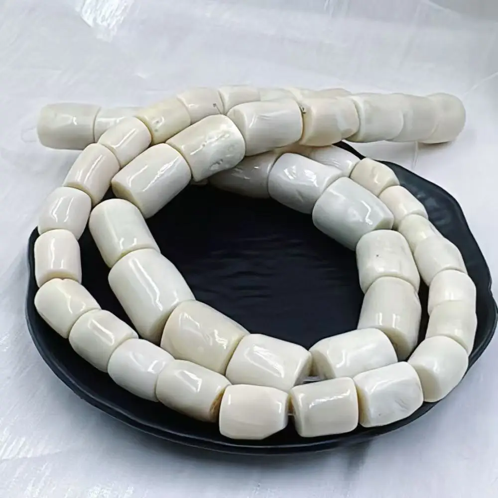 12-18mm  White Column Jewelry Making Genuine Natural Sea Bamboo Big Coral Diy Loose Beads 15inch