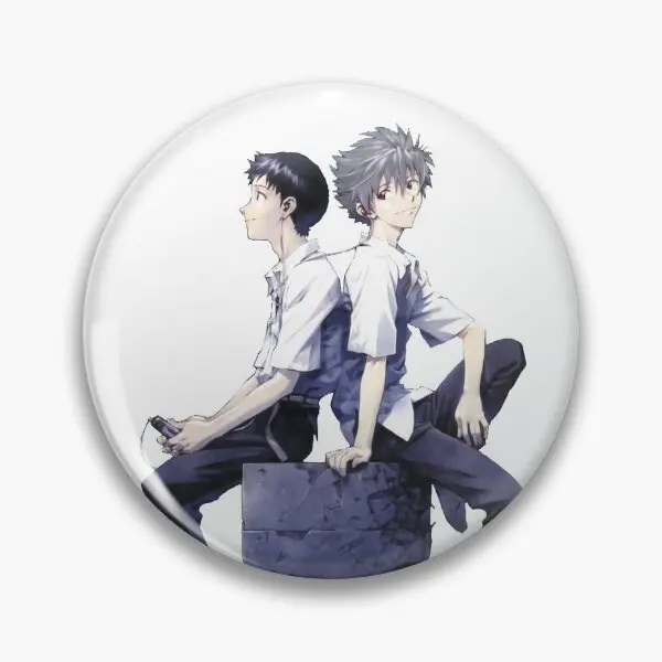 Kaworu And Shinji  Soft Button Pin Funny Hat Metal Collar Fashion Gift Badge Decor Lapel Pin Cartoon Brooch Cute Creative