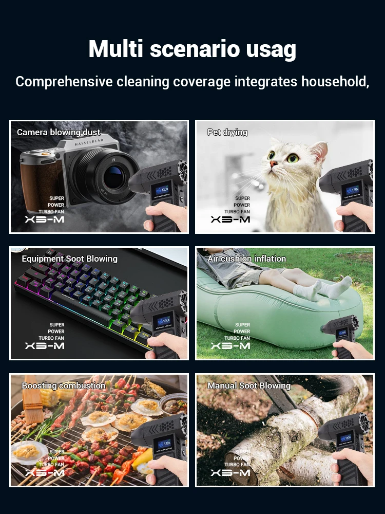 Mini Turbo Jet Fan High Speed Brushless Turbo Jet Fan 3 Speed Violent Mode 52M/S/40M/S Max Speed Wind Type-C Fast Charging