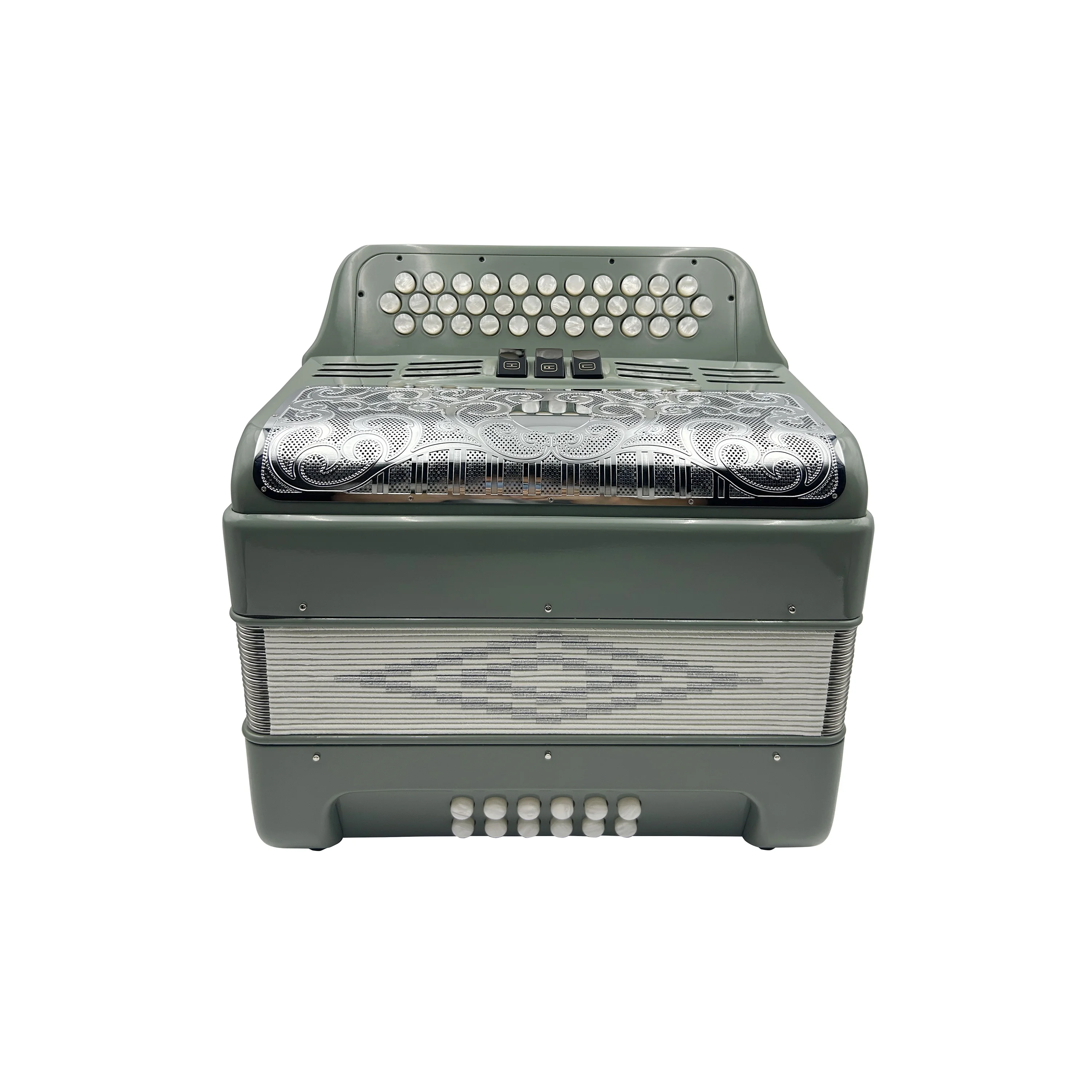 SEASOUND Professional JB3412C หีบเพลง 12 Bass 3 Registers 34 ปุ่ม Sky สีเทา Body Silver Grill สีขาวปุ่ม Diatonic