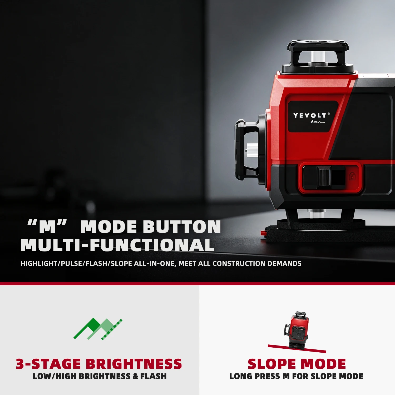 YEVOLT セルフレベリング 4D レーザーレベル 4x3 - Laser Level 16 Lines 4D Green のレビューと価格