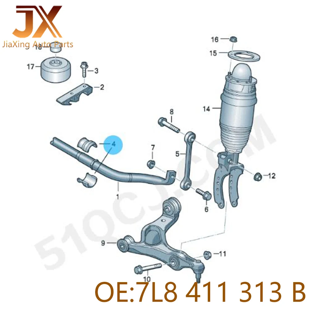 4Pcs OEM Front Stabilisator Anti-roll Bar Buchse Stabilisator Gummi Mantel Für Audi Q7 Für Audi Q7 VW Touareg Cayenne 7L8 411 313 B – Detail 5