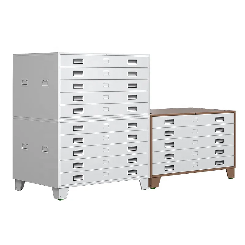 5-Drawer Metal Flat File Cabinet Heavy Duty Horizontal  Blueprint Cabinet  for Map Drawing & Blueprint for Office