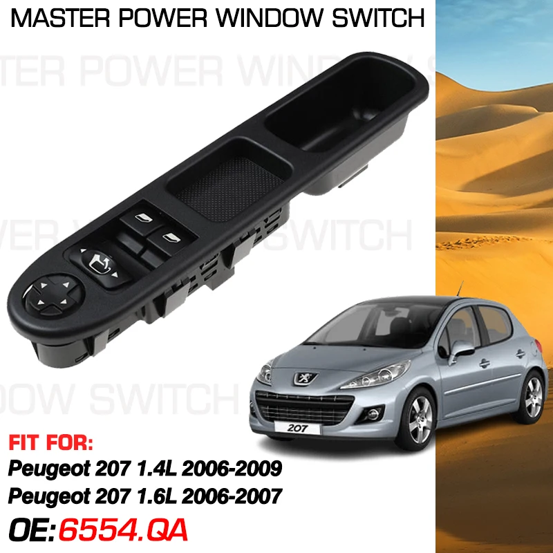 

Power Window Control Switch Button 6554.QA 13 Pins For Peugeot 207 WA WC 1.4L 1.6L 2006 2007 2008 2009 Front Left Driver Side