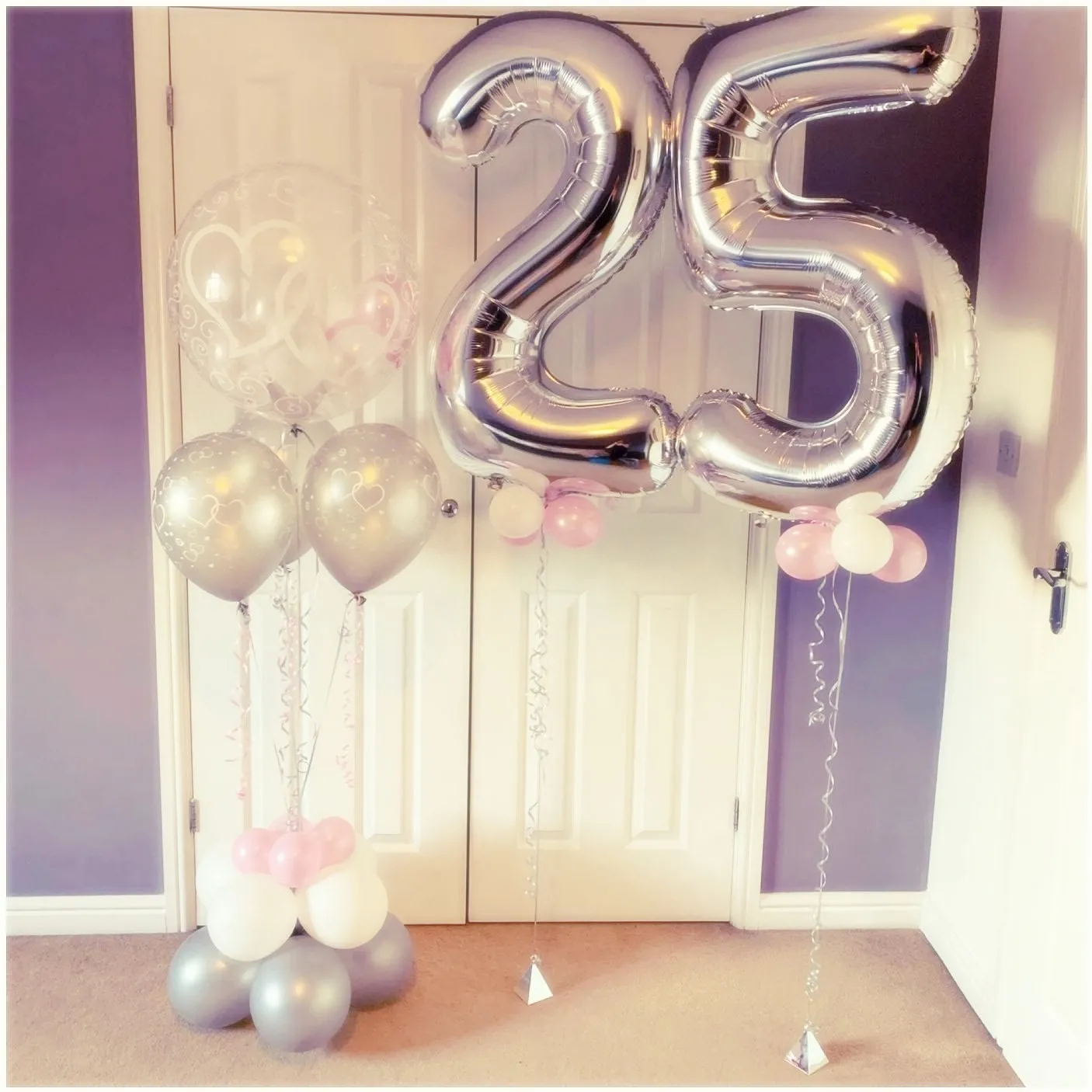 2pcs Large 40inch Number 25 Balloons Silver Confetti Set 25th Birthday Party Decoration Anniversary Baby Shower Decor Globos