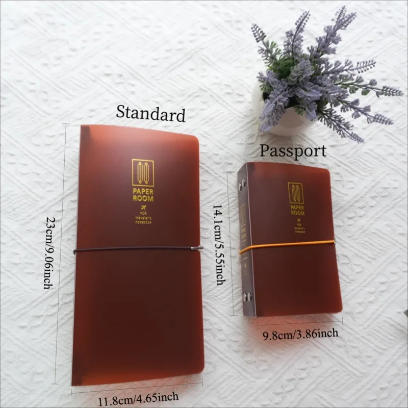 Frosted PVC Travelers Journal Notebook Accessories Reddish Brown Planner Journal Cover with Elastic Band Stationery Supplies