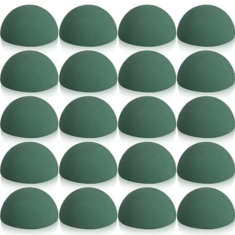 

20 Pack Green Decorative Floral Foam for Making Bouquets Half Ball Block Dry Foam Balls Craft Supplies for Artificial Plant Flo