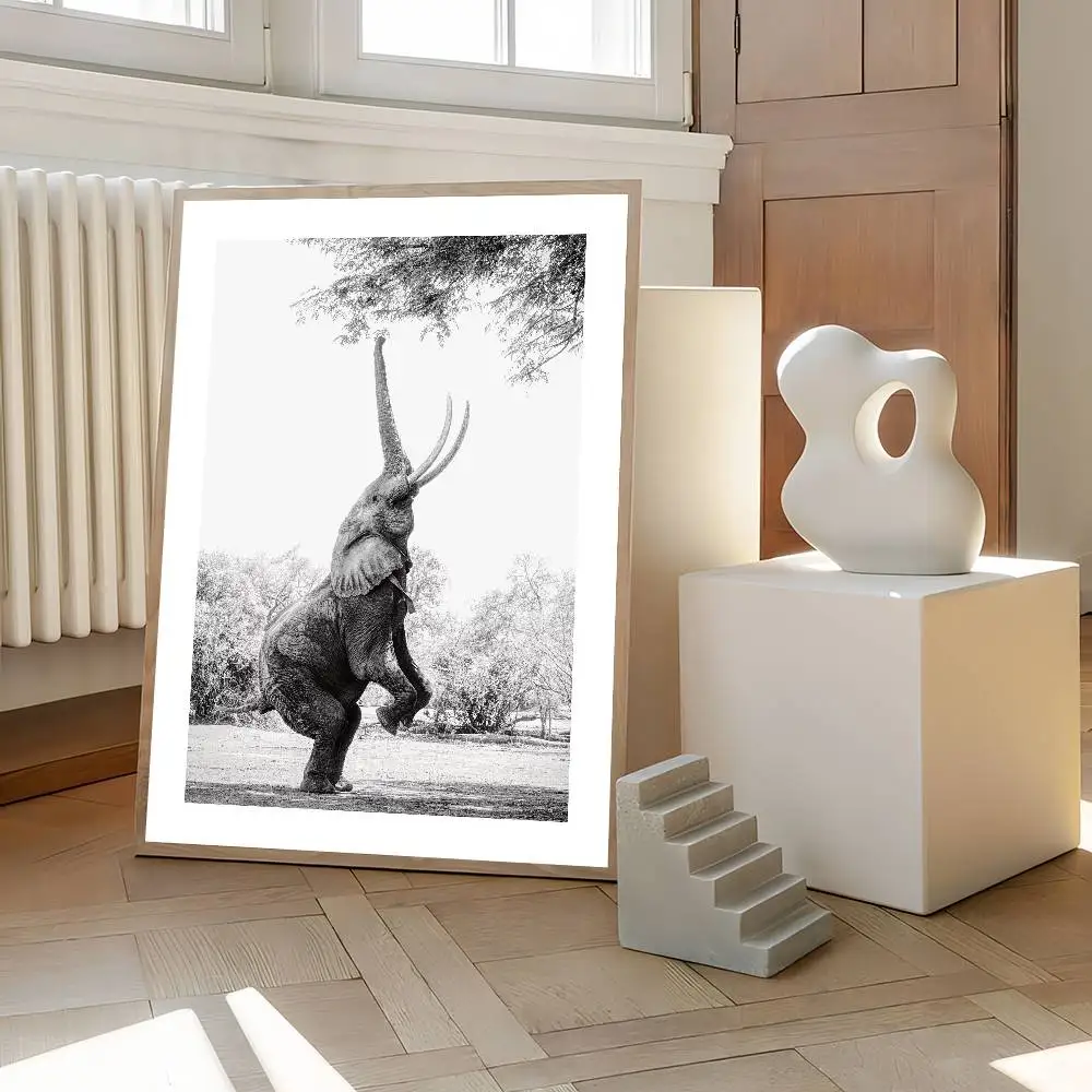 Balancing Elephant Poster HD Home Decor Sticky Wall Waterproof Home Living Room Bar Aesthetic Decor