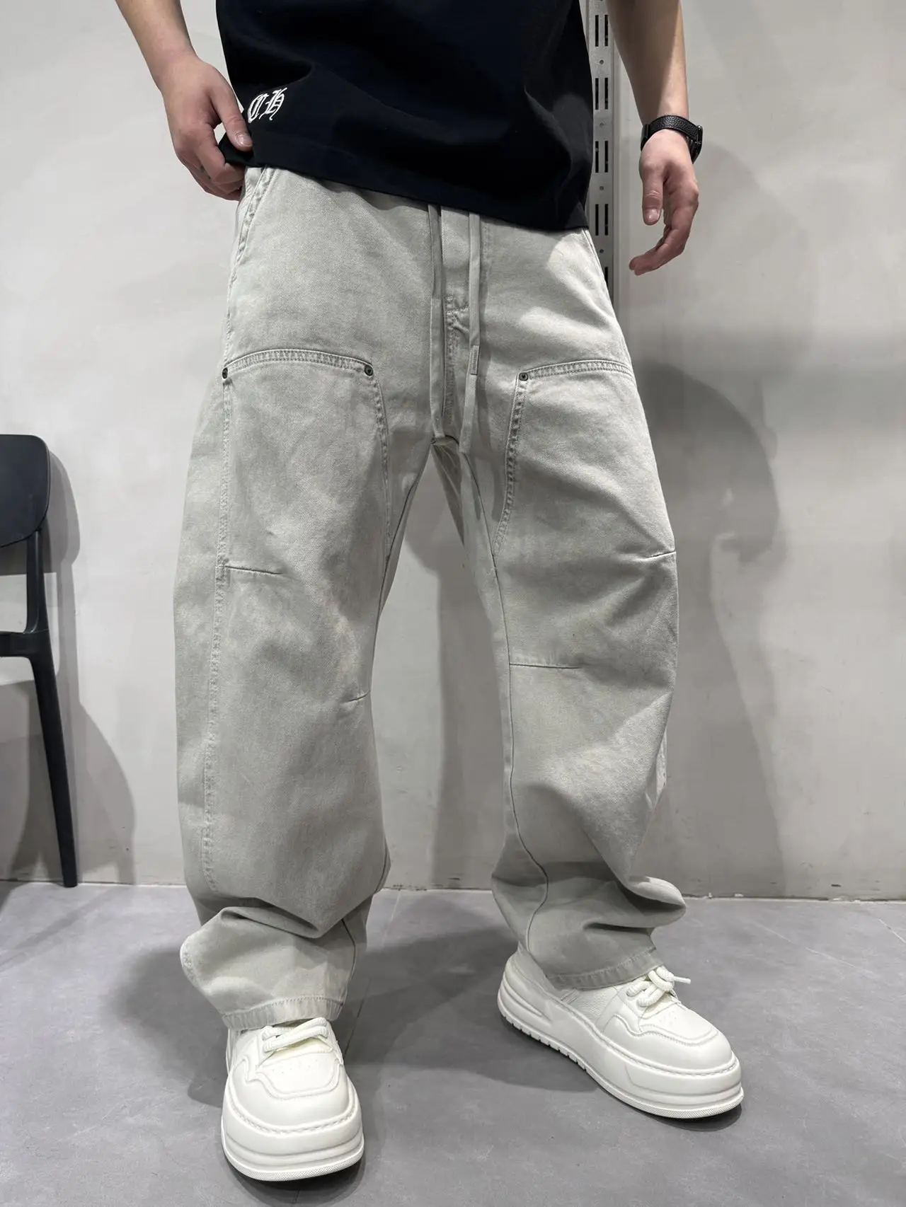 Retro American Style Men's Straight Leg Jeans Spring New Blade Knife Tie Dye Washed Wide Leg Jeans Casual Youth Fashion