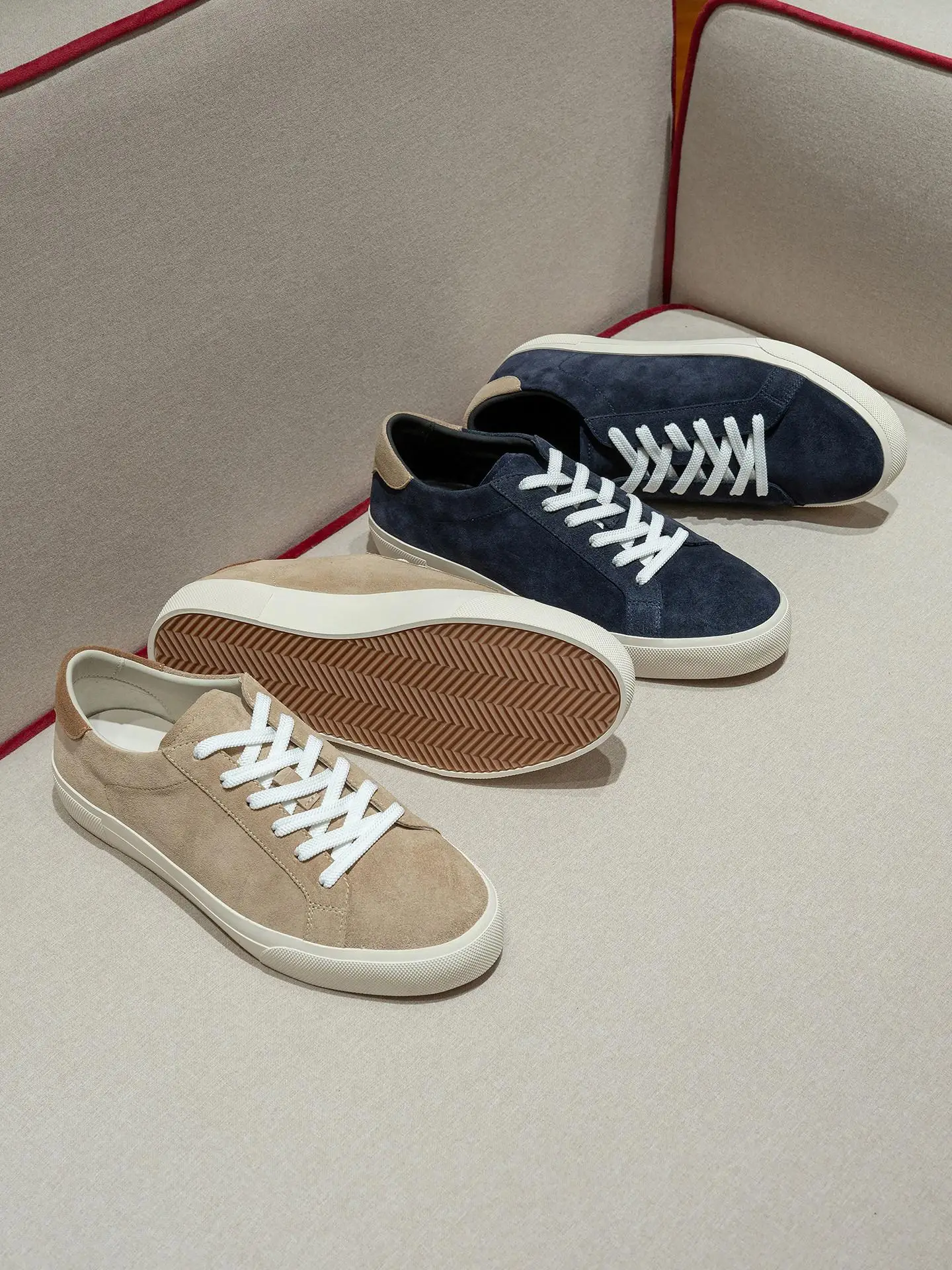 Cow suede lined calf leather men's fashionable suede casual sports shoes