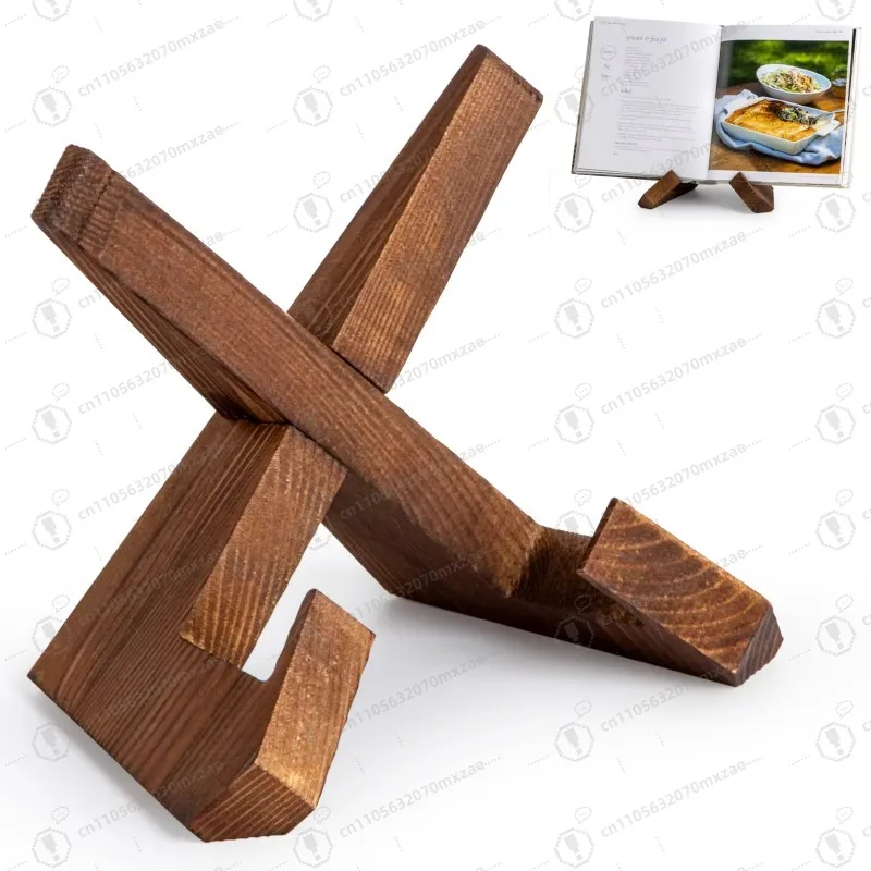 

Kitchen counter wooden bookshelf: multi-functional design, can hold recipes + decorative storage two-in-one