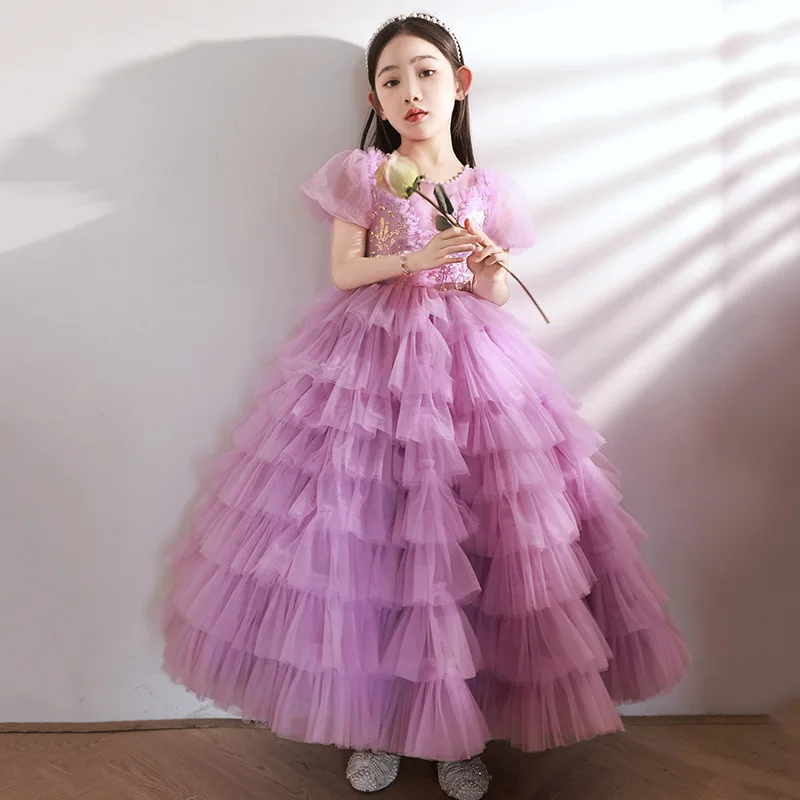 ガールズホストハイエンドプリンセスドレス小さな女の子の誕生日パーティーパフォーマンスドレス子供ピアノパフォーマンスイブニングドレスサム