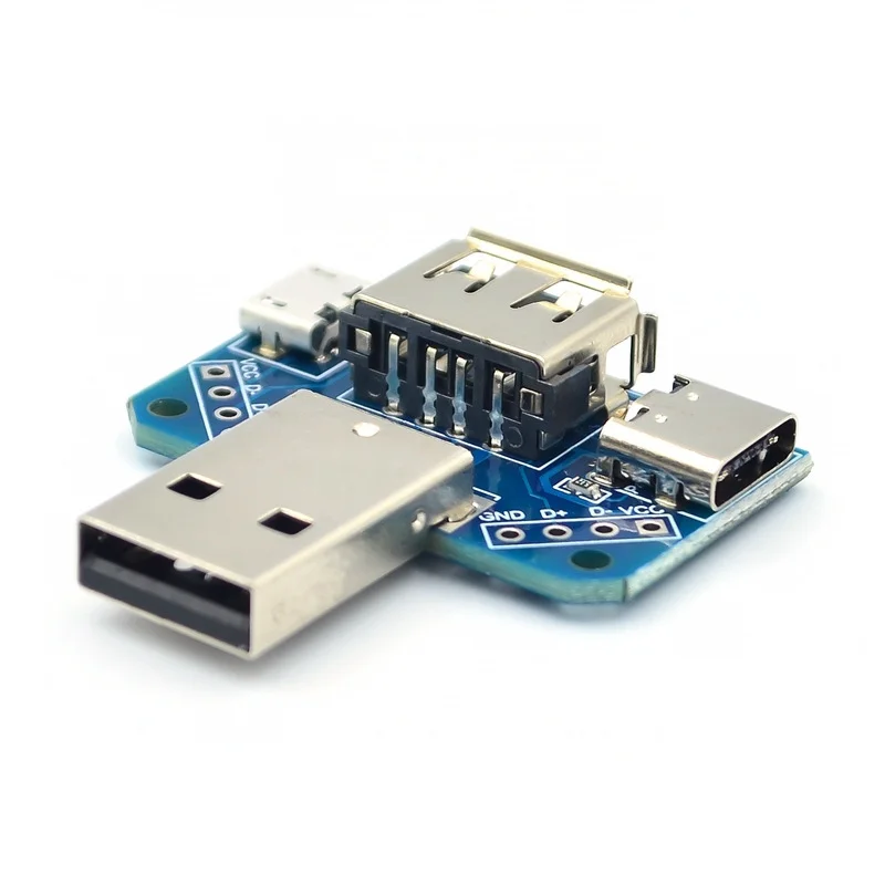 USB Head Switchboard Male  Connector To  Type-c  Micro  Female  2.54-4P Transfer Test Board  Adapter Plate XY-4