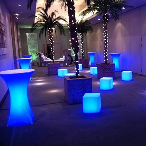 16-inch Rechargeable LED Cube Chair Light w/Remote, Waterproof RGB Color Changing Seat Stool Side Table, Ideal Home Bedroom