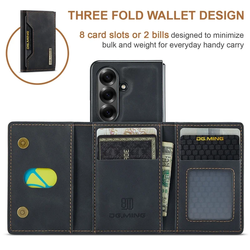 DG.MING Leather Wallet Phone Case for Samsung Galaxy Z Fold 8 Ultra 7 6 5 4 3 fold7 fold6 fold5 Cards Holder Funda Cover Hoseje