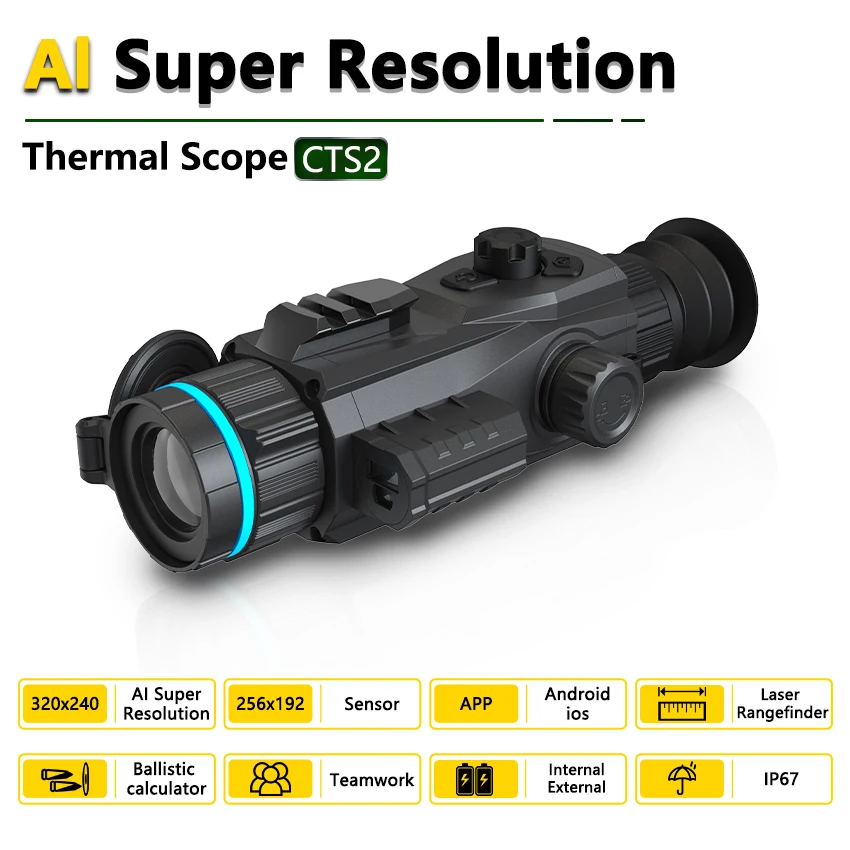 Thermal Scopes For Night Hunting CTS2 256*192 Thermal Imaging Scope Long Range Thermal Night Vision Monocular For Hunting